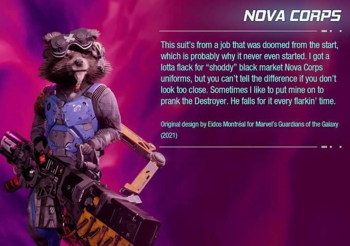 Rocket's Nova Corps outfit from Guardians of the Galaxy.