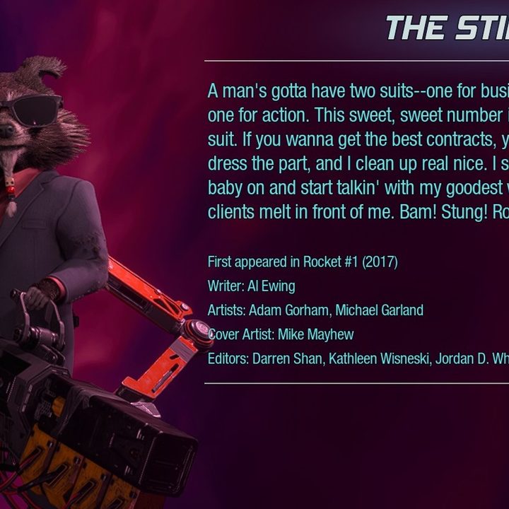 Rocket's Stinger outfit from Guardians of the Galaxy.