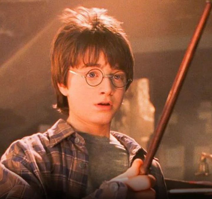 Harry holding his wand for the first time in Harry Potter and the Sorcerers Stone.
