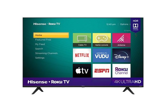 Hisense 58-inch 4K TV on a white background.