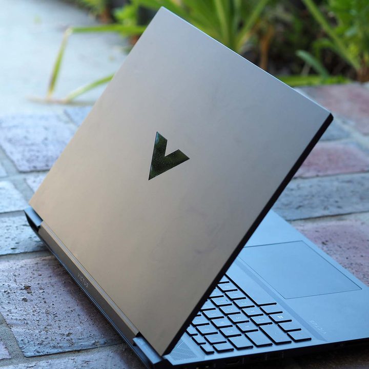 Angled image of the back of the HP Victus 16.
