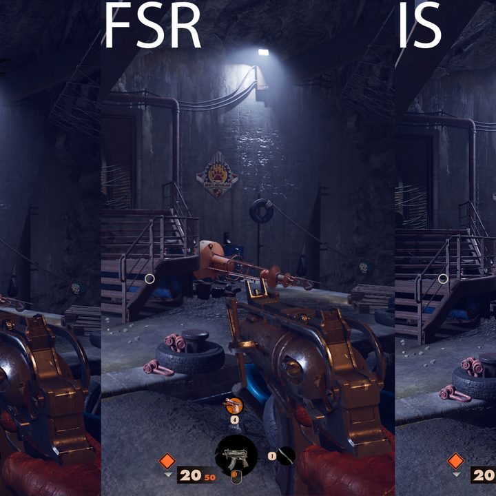 Image sharpening comparison in Deathloop.