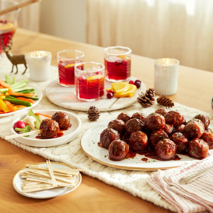table with impossible meatballs on it