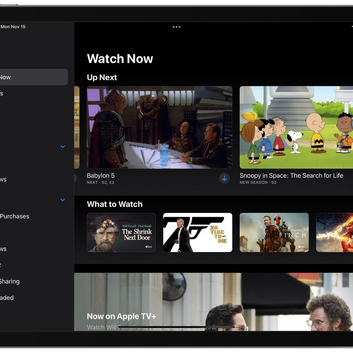 Apple TV app on iPadOS 15.2.