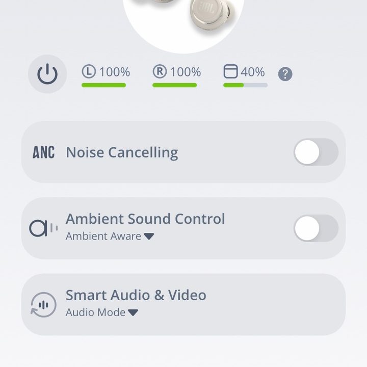 JBL Headphones app screenshot.