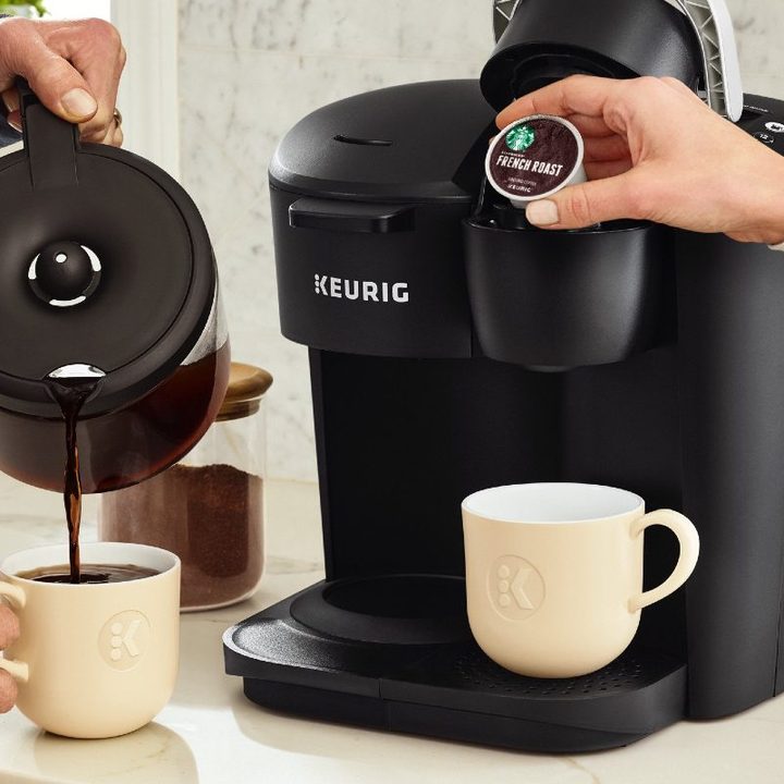 The Keurig K-Duo brews coffee and espresso.