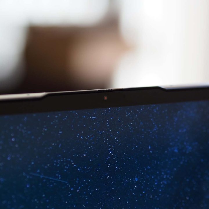 Close up on the Lenovo ThinkBook 13x's bezels and webcam.