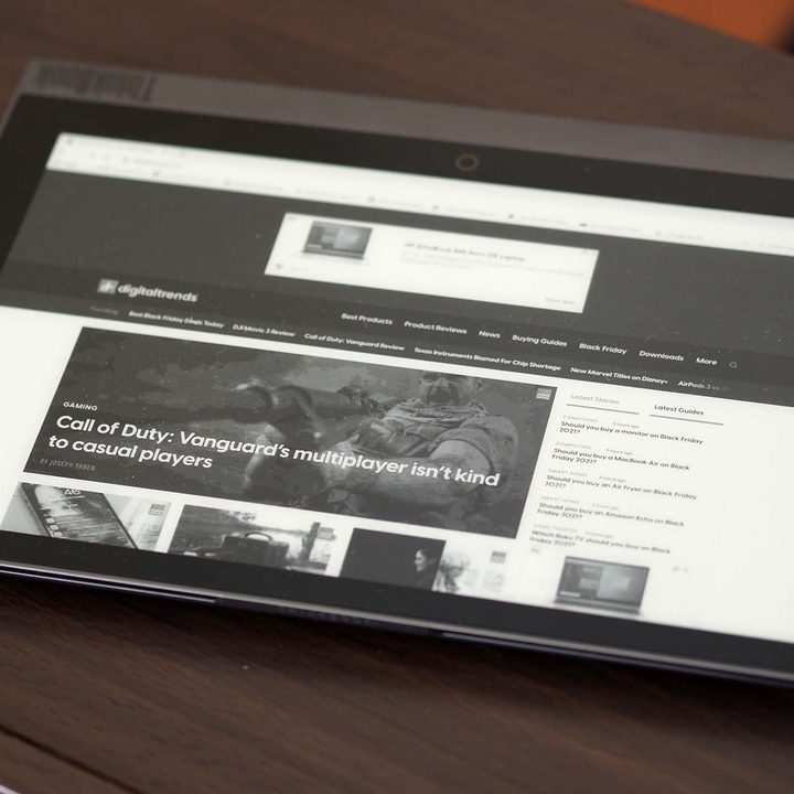 The e-ink display on the Lenovo ThinkBook Plus Gen 2 while in tablet mode.