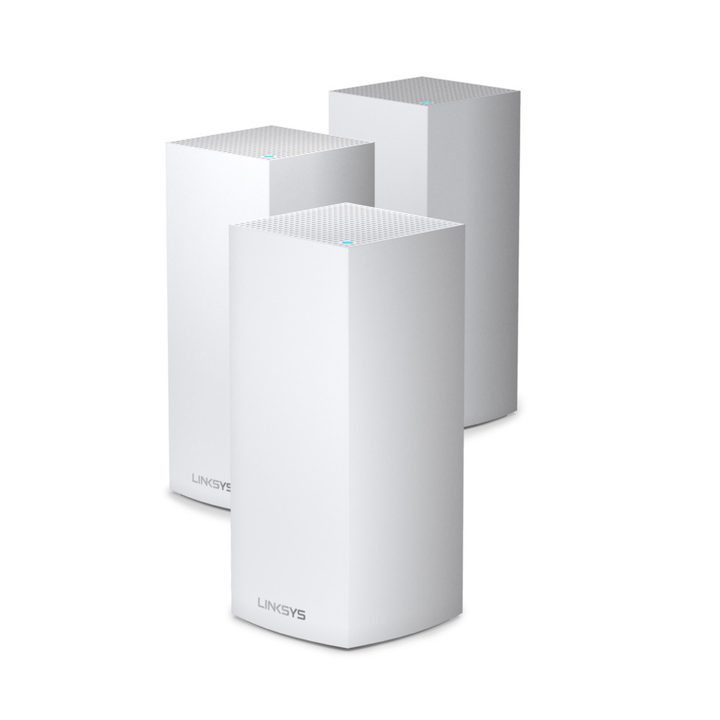 Linksys Velop AX4200 router and satellites.