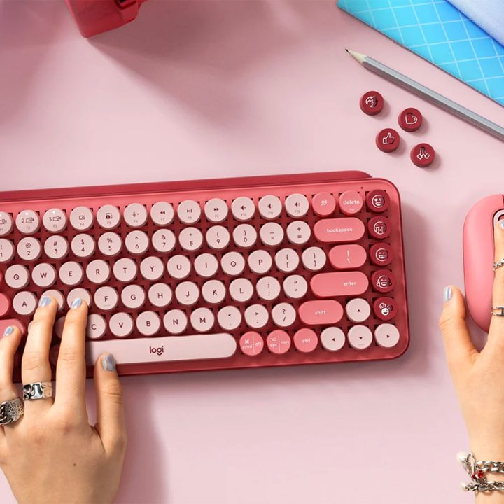 Logitech Pop Keys in heartbreaker colorway.