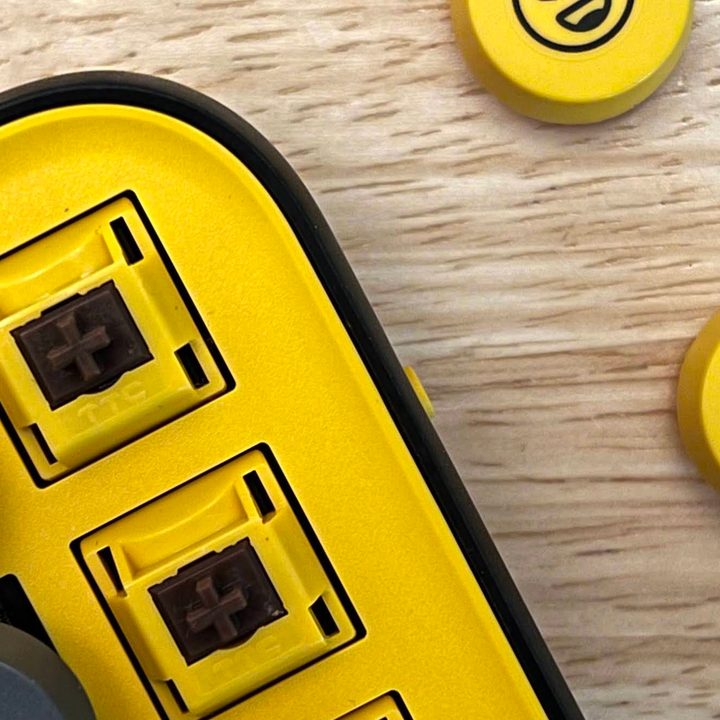 Swappable emoji keys and switches on the Logitech Pop Keys.