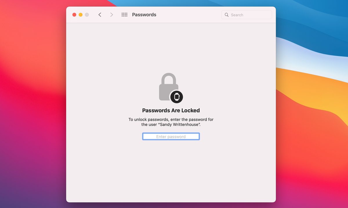 Passwords locked on Mac.