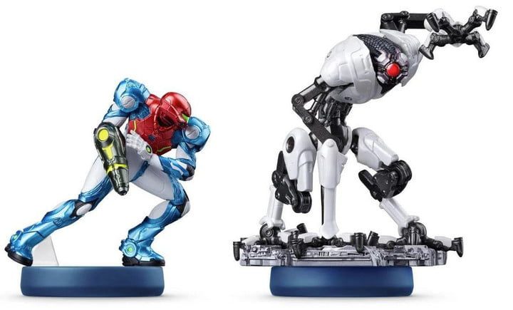 Amiibo figures of Samus and E.M.M.I.