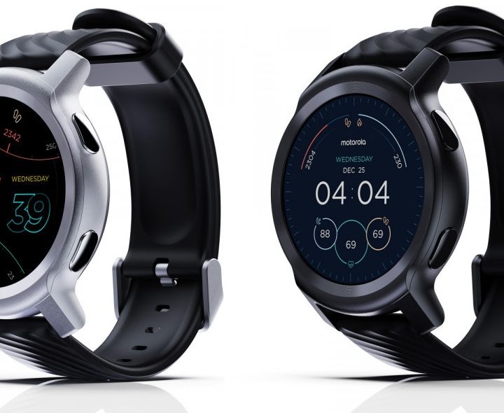 The Moto Watch 100 in black and silver options.
