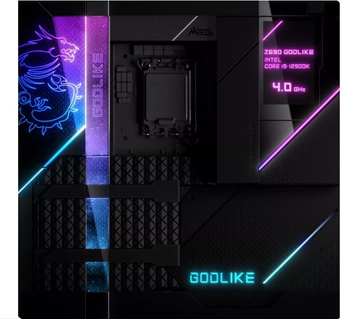 MSI Godlike motherboard inside a PC case.