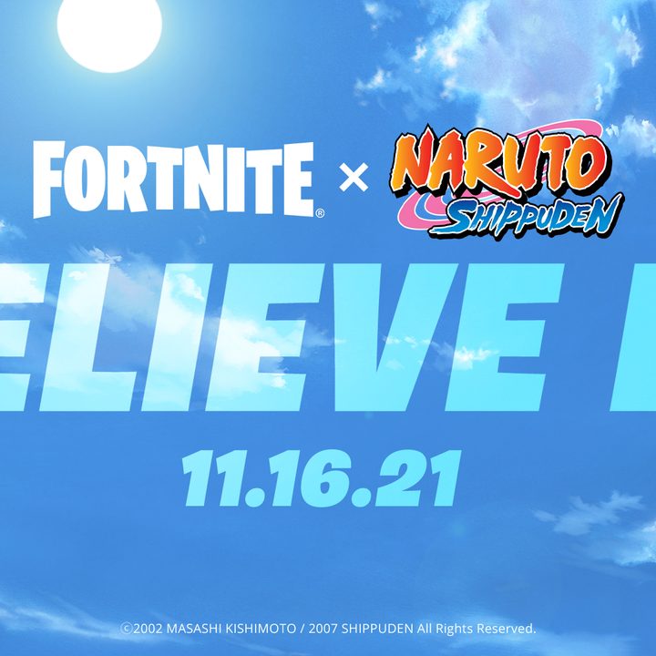 Fortnite's Naruto reveal image, showcasing an 11/16/21 release date.