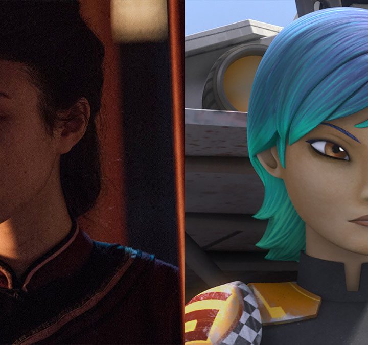 Natasha Liu Bordizzo and Sabine from Star Wars: Rebels.