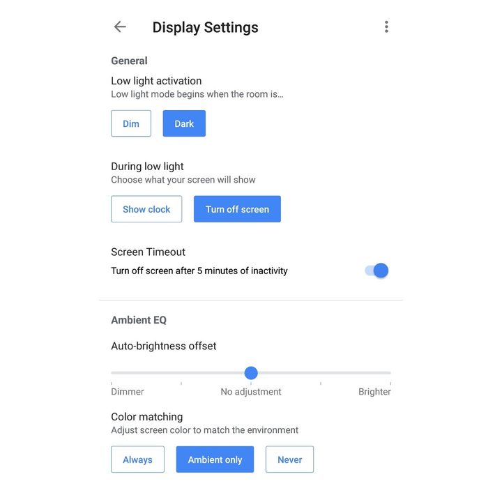 Nest Hub Display Settings.