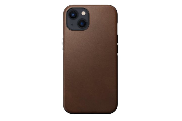 Nomad Modern Leather Case in Rustic Brown leather for the iPhone 13.