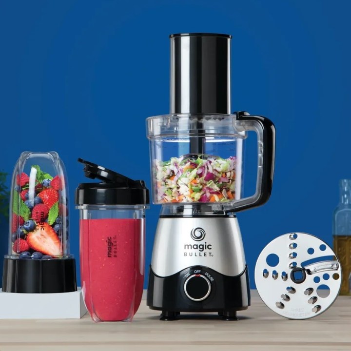 NutriBullet Express Food Processor combo used to dice veggies.