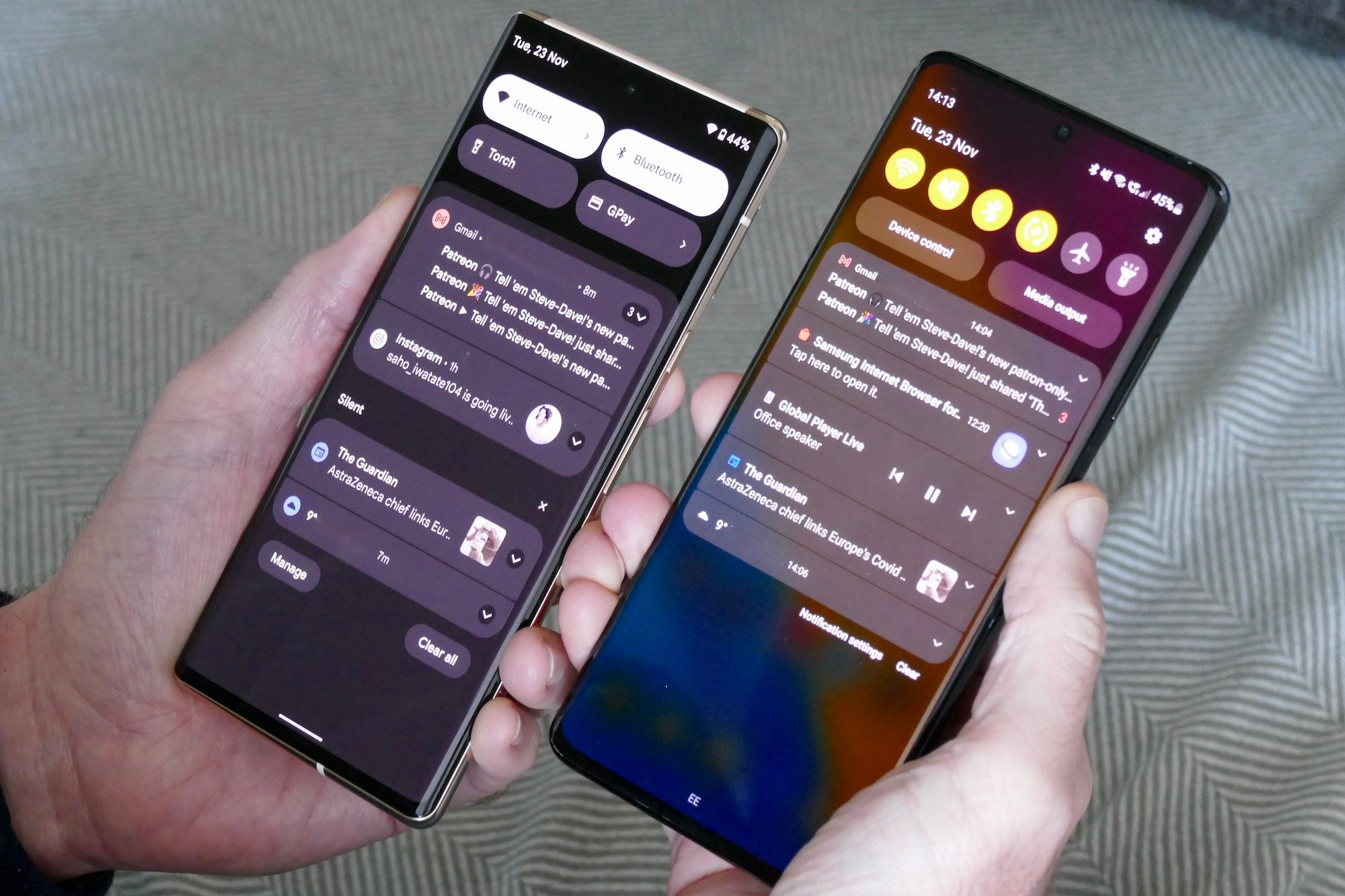Notifications in One UI 4 and Android 12.