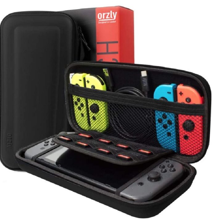 The carrying case of the Orzly Essentials Pack for the Nintendo Switch.