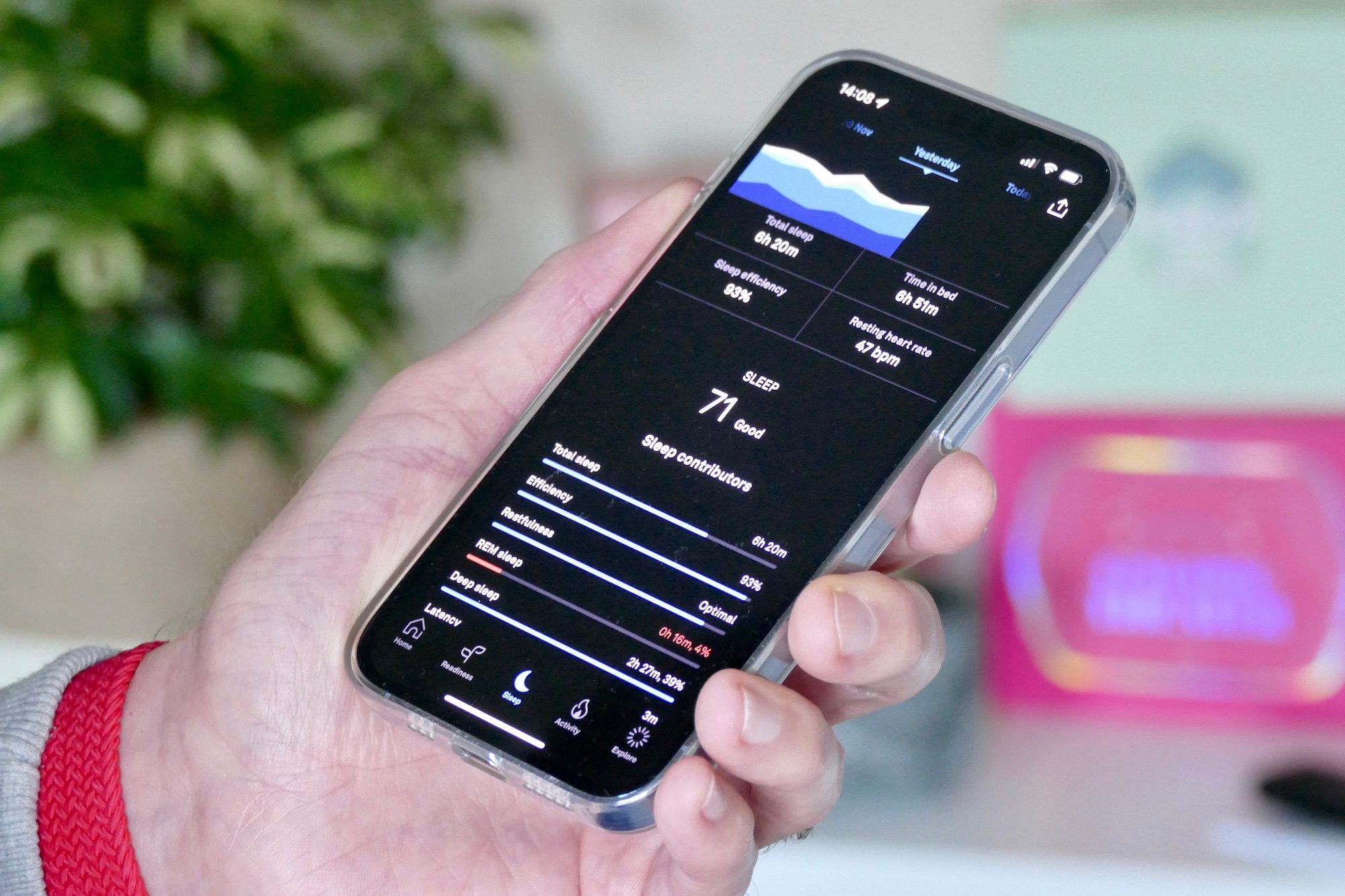 Oura Ring app's sleep page.