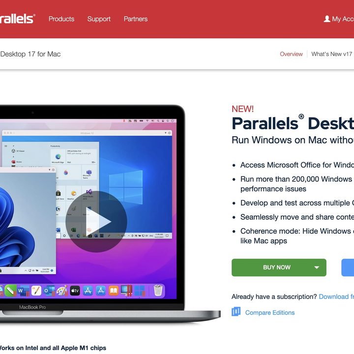Downloading Parallels on MacOS.