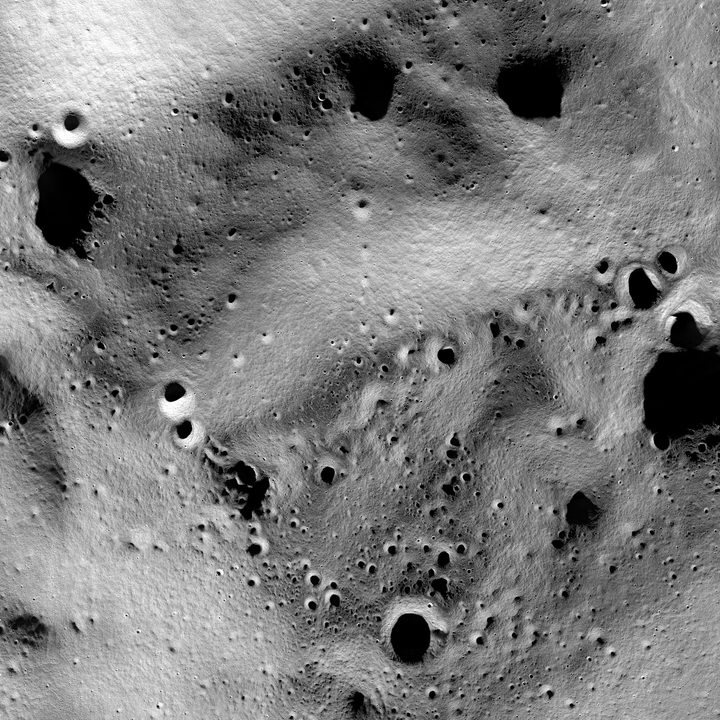 A data visualization showing the area near the lunar South Pole on a ridge not far from Shackleton selected as the landing site for Intuitive Machines’ Nova-C lander.