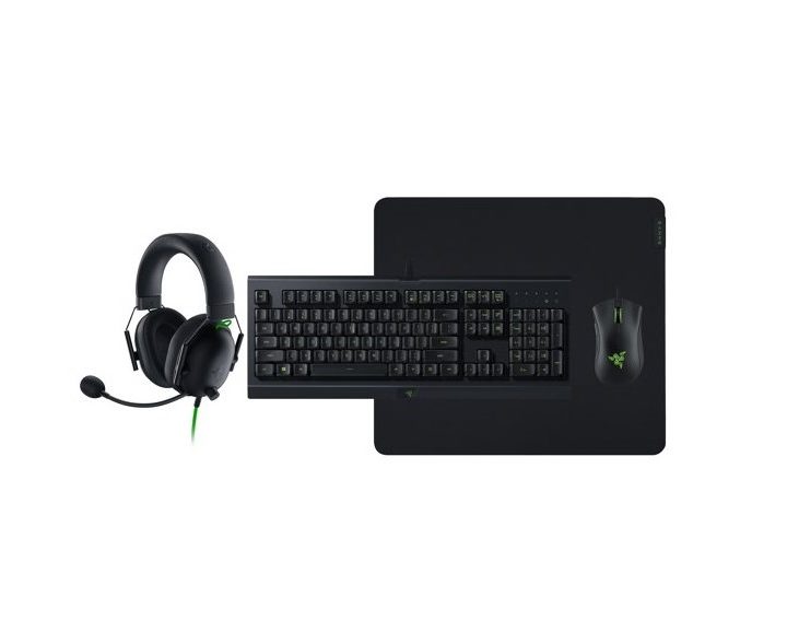 Razer Level Up Bundle V2 with mouse, keyboard, headset, and mousepad.