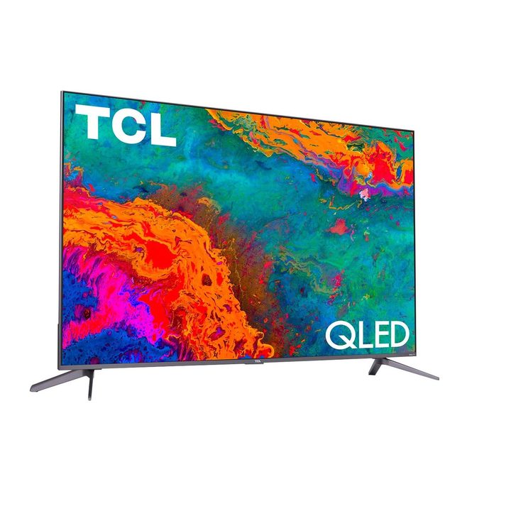 A TCL 65 inch Class 5 Series QLED 4K UHD Smart Roku TV on a white background.