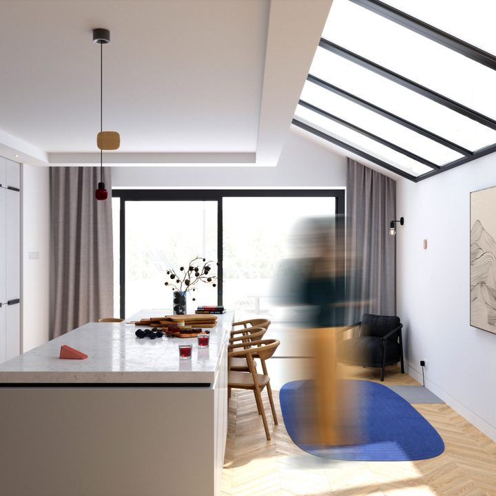 Person standing on top of NewTerritory smart rug concept for the smart home.