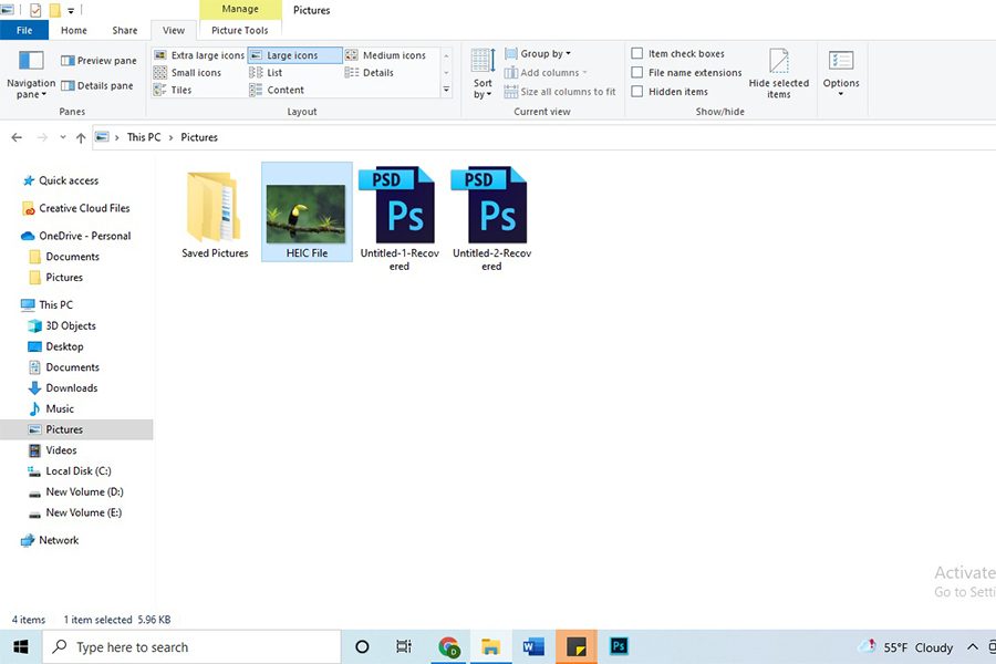 Click on the HEIC image in your files.
