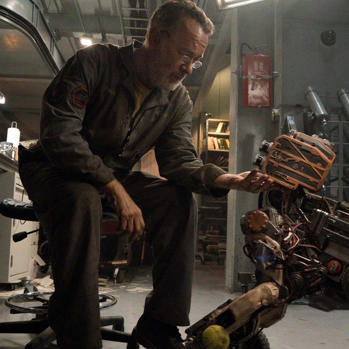 Tom Hanks talks to a robot in Finch.