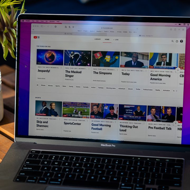 YouTube TV on Safari web browser on Mac.