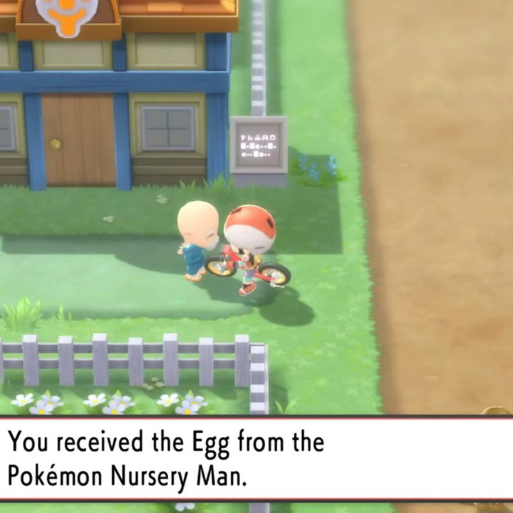 Getting an egg from an old man.