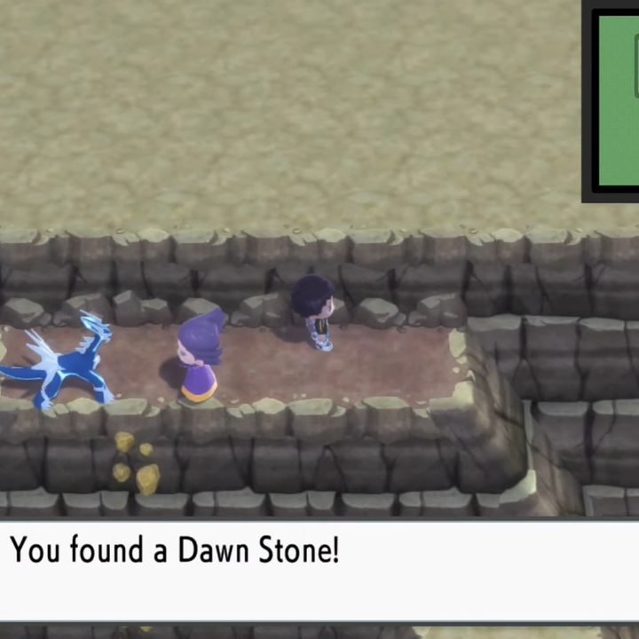 Picking up a dawn stone near a man in purple.