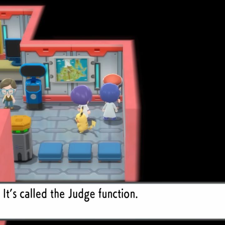 Talking to a Pokémon scientist.