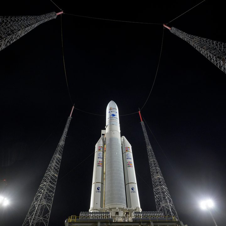 Arianespace's Ariane 5 rocket with NASA’s James Webb Space Telescope onboard, is seen at the launch pad, Thursday, Dec. 23, 2021, at Europe’s Spaceport, the Guiana Space Center in Kourou, French Guiana.