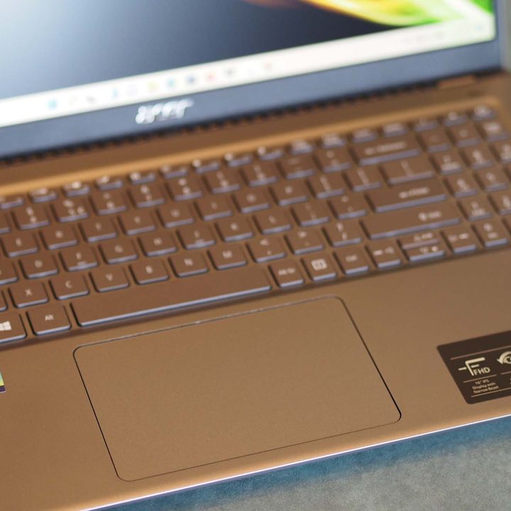 The Acer Swift 3 16's keyboard and trackpad.