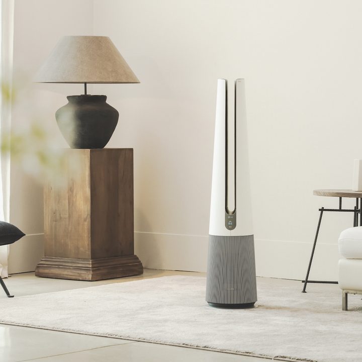 The LG AeroTower is a fan, heater, and air purifier in one.