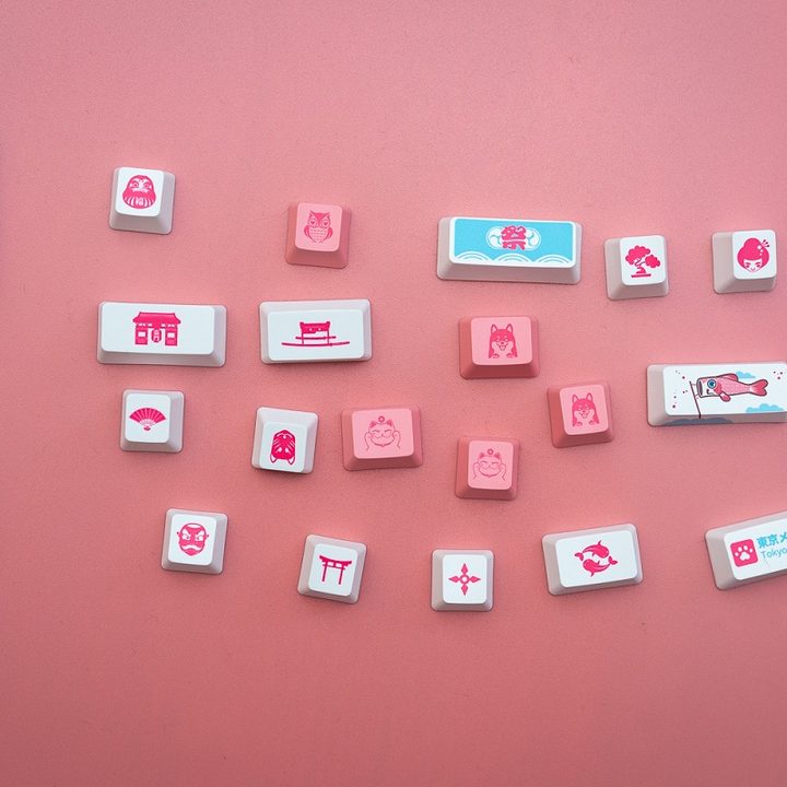 Keycaps for the Akko World Tour keyboard.
