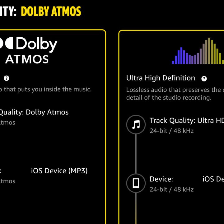 Screen showing Atmos Music in Dolby Atmos.