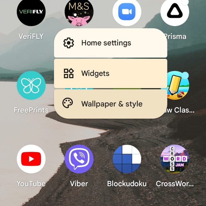 Android 12 home screen.