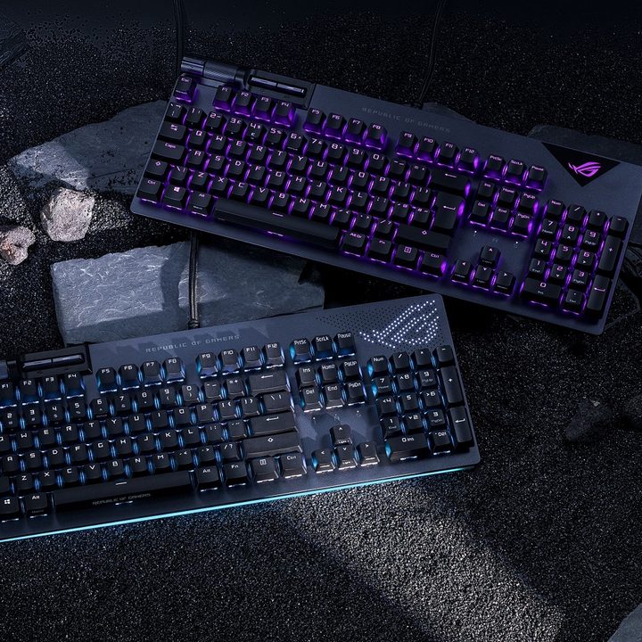 Asus ROG Strix Flare keyboards in rocks.