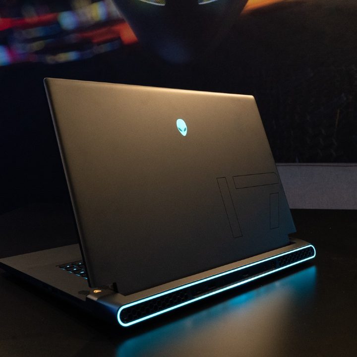 View of the rear of a Alienware M17.