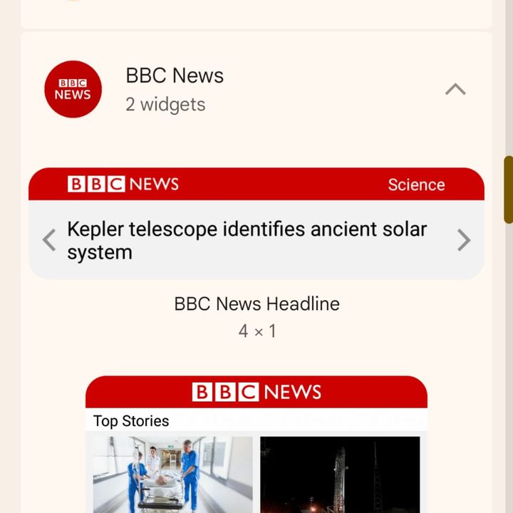 BBC widget on Android 12.