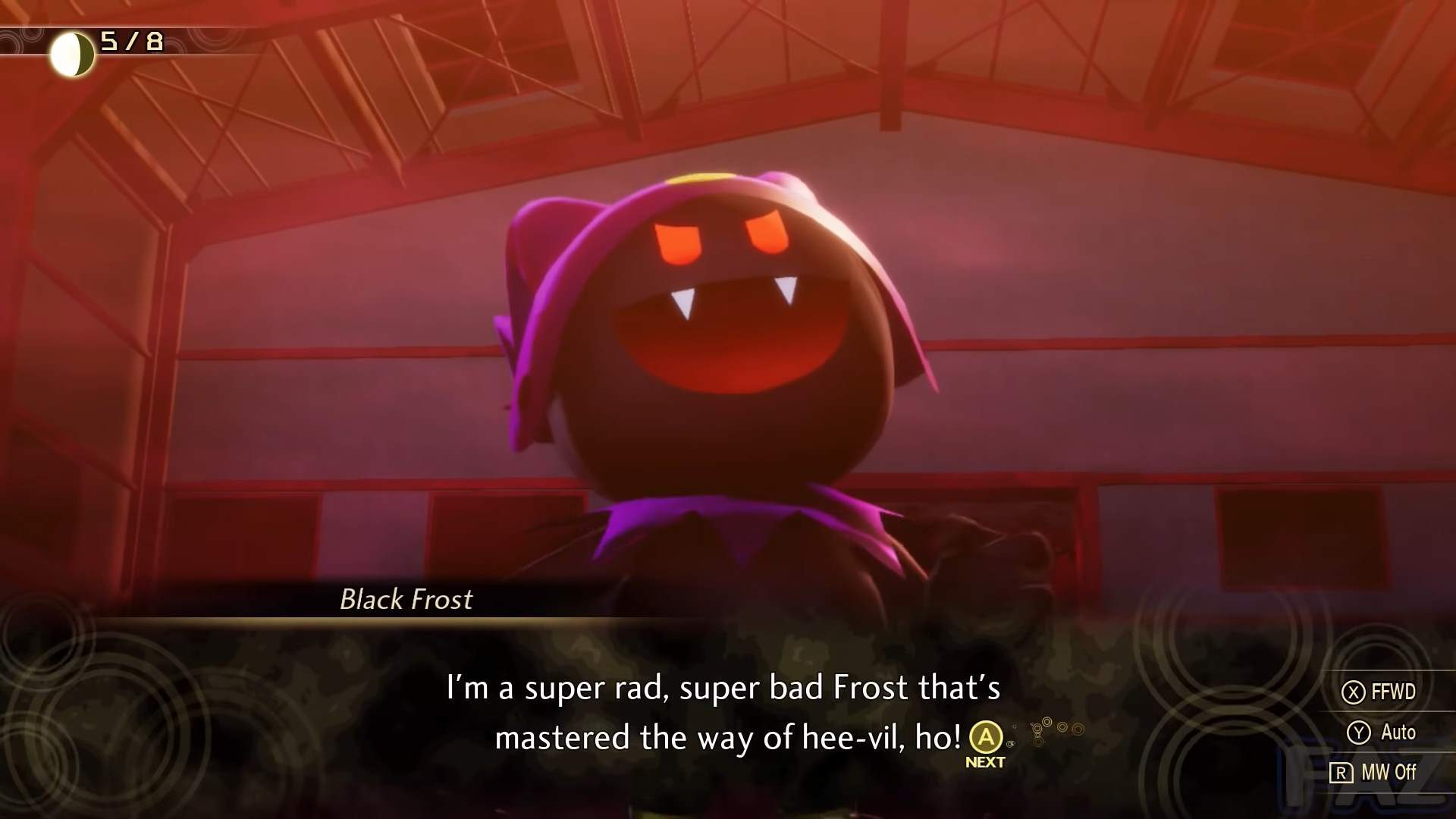 Black Frost talking in Shin Megami Tensei 5.