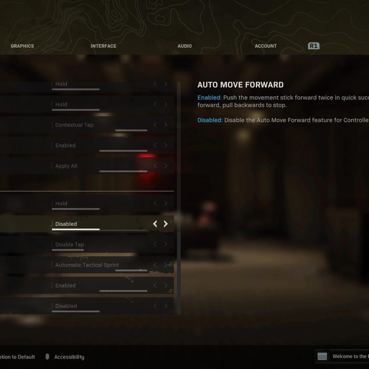 Settings screen in Warzone.