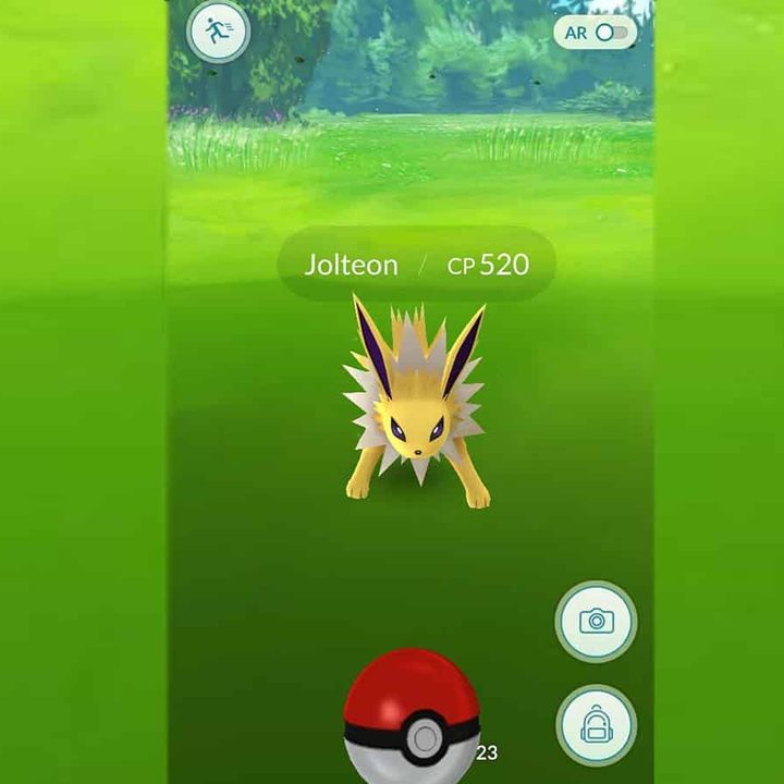 Catching a Pokémon in Pokémon GO.